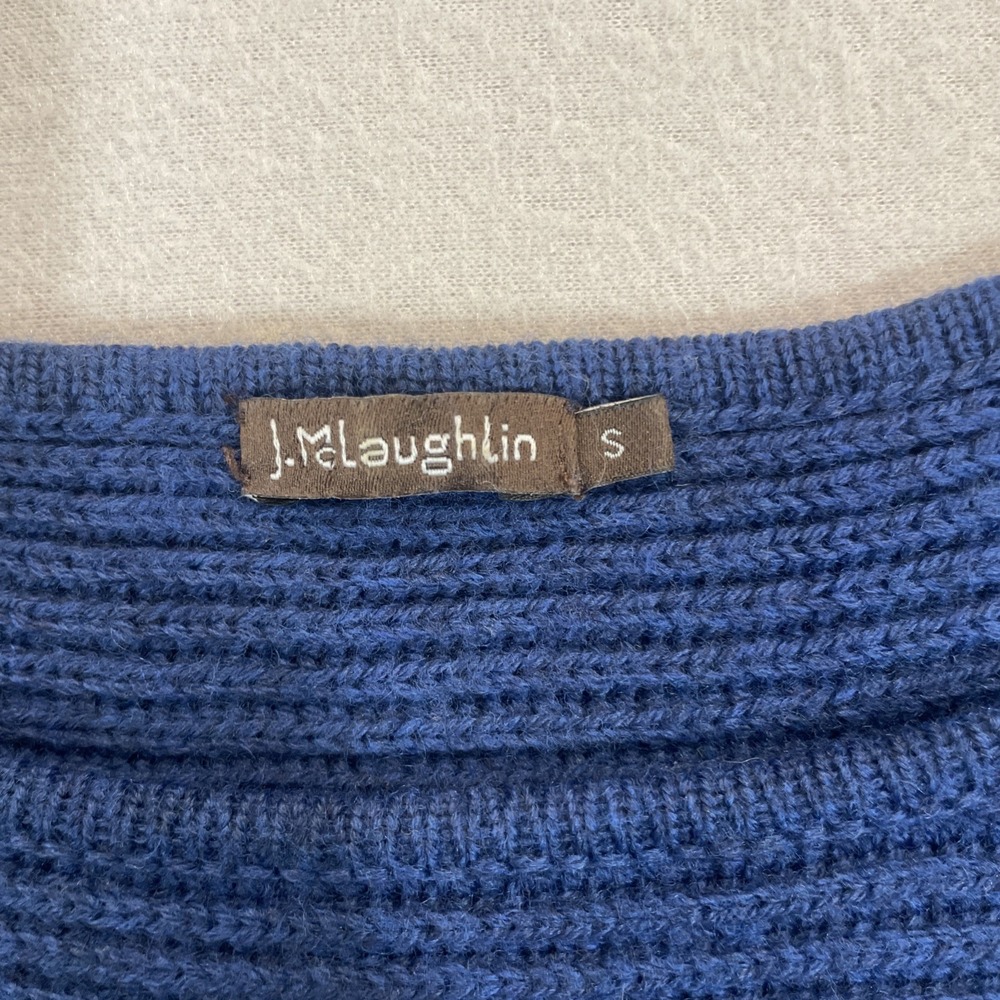 J McLaughlin Womens Italian Merino Wool SMALL Blue‎ Sweater Soft Ribbed ECU - Picture 2 of 5